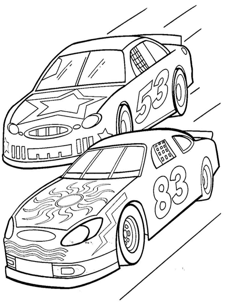 Racing cars coloring pages to download and print for free