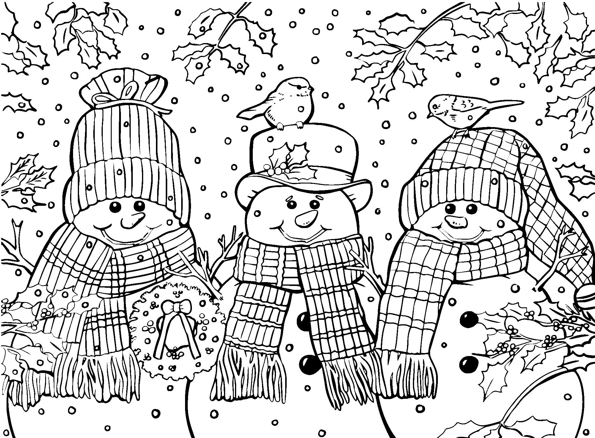 coloring winter scarves snowmen antistress