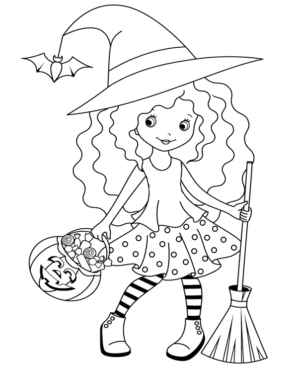 Cartoon Witch Coloring Page